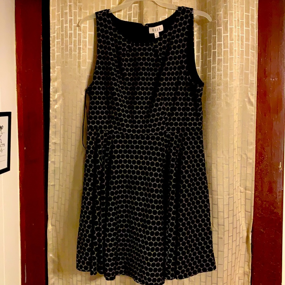 Little Black dress grey circle like pattern